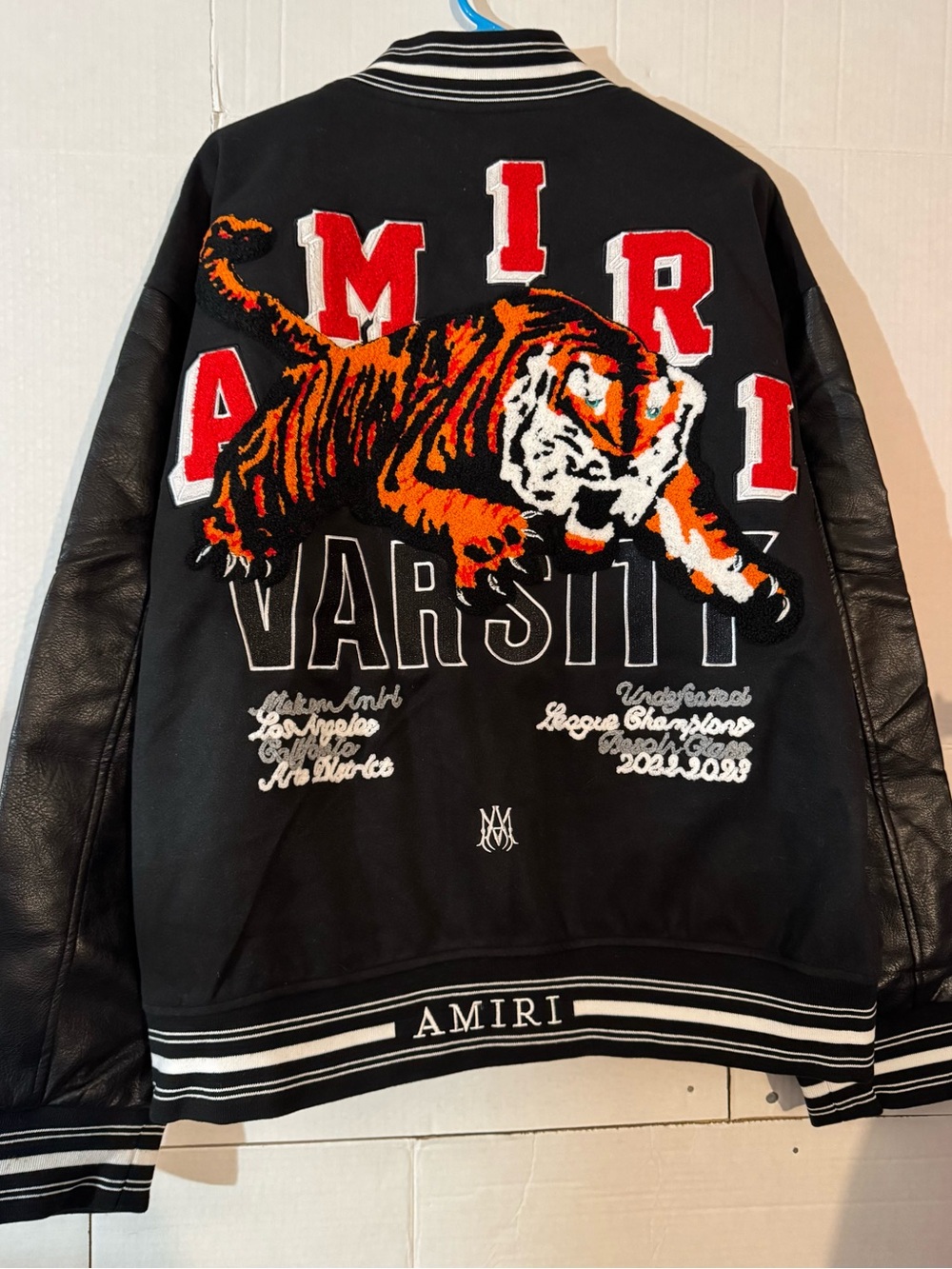 AMIRI Men’s Black Varsity Jacket with Logo Patch, Tiger Design Mens Size XL NWT - Picture 2 of 2